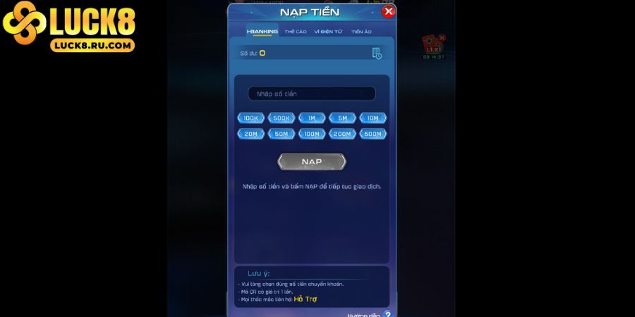 Nạp tiền thông qua quét mã QR an toàn cho người chơi