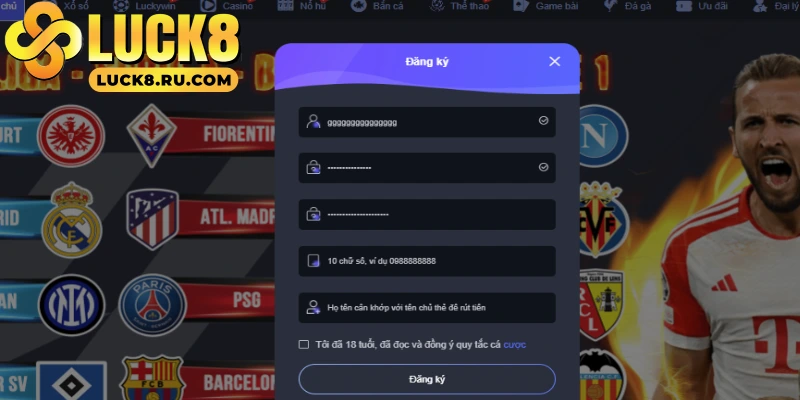 Nhập đủ thông tin để hoàn thành quy trình tạo tài khoản
